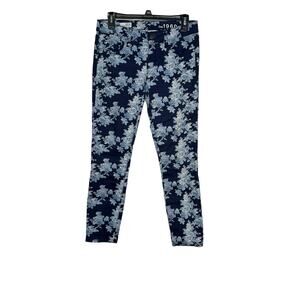 Gap 1969 Women's‎ Jeans Always Skinny Floral Mid-Rise Stretch Denim Blue 26/2R